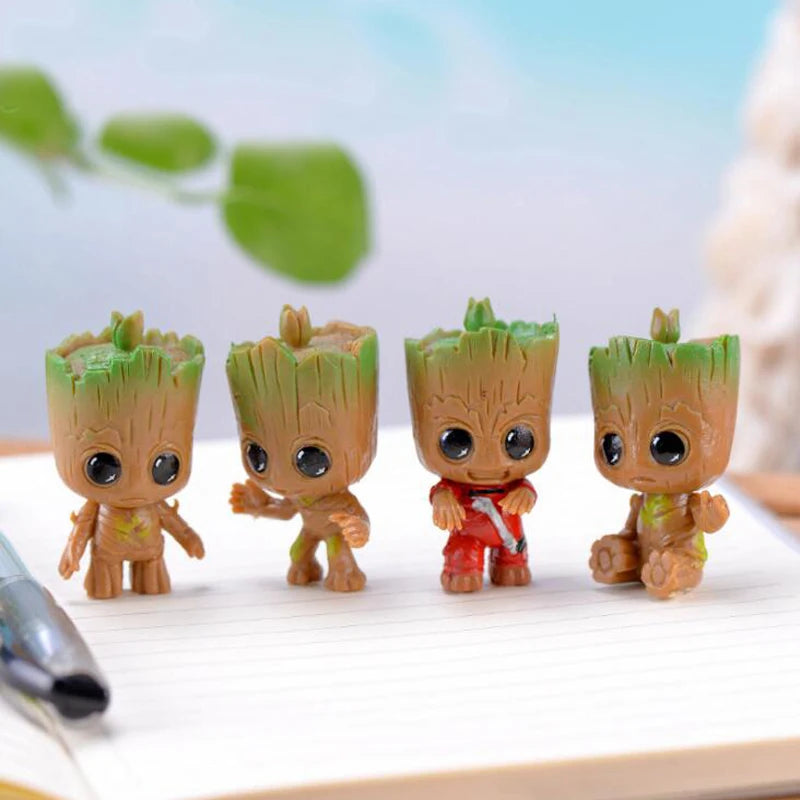 4pcs/set Marvel Guardians of The Galaxy Avengers Tiny Groots Cute Baby Tree Man