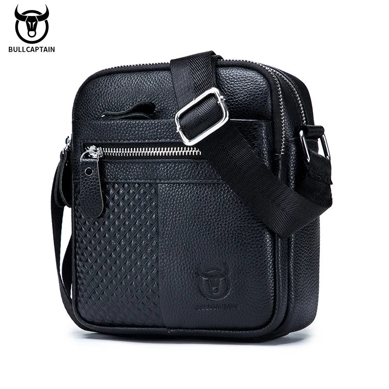 BULLCAPTAIN 2021 New Simple Men's Shoulder Bag High-Quality Leather Crossbody Bags Male Large-Capacity Square Bag's Man