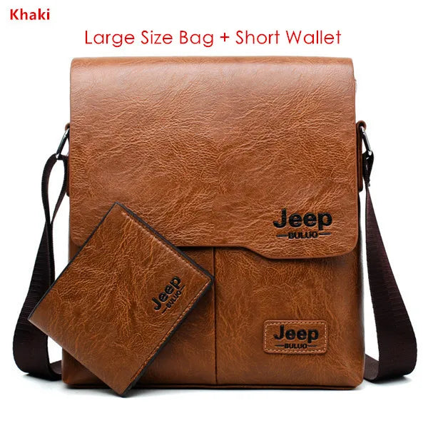 JEEP BULUO Man's Bag 2PC/Set Men Leather Messenger Shoulder Bags Business Crossbody Casual Bags Famous Brand Male Drop Shipping