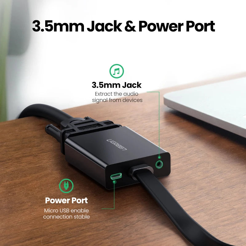 HDMI to VGA Adapter for PS4 Male To Female Converter 1080P, 3.5 Jack TV Box PC
