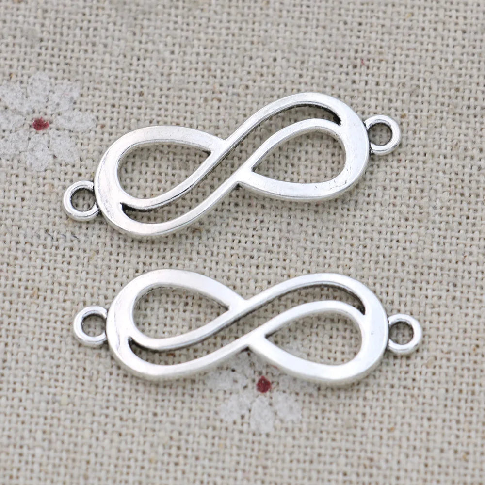 10ps Antique Silver Plated Infinity Charm Connectors for Jewelry Making Bracelet Findings Accessories DIY Craft 34X11mm