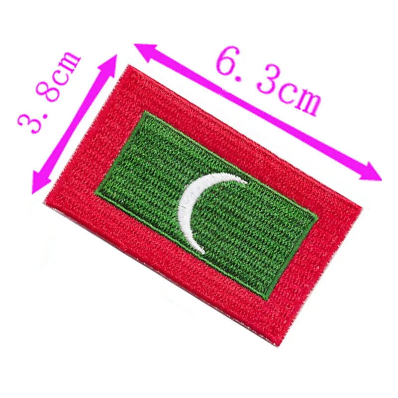 Embroidery Patch 6.3cm Wide Maldives Country Flag Iron On Sew On Backing