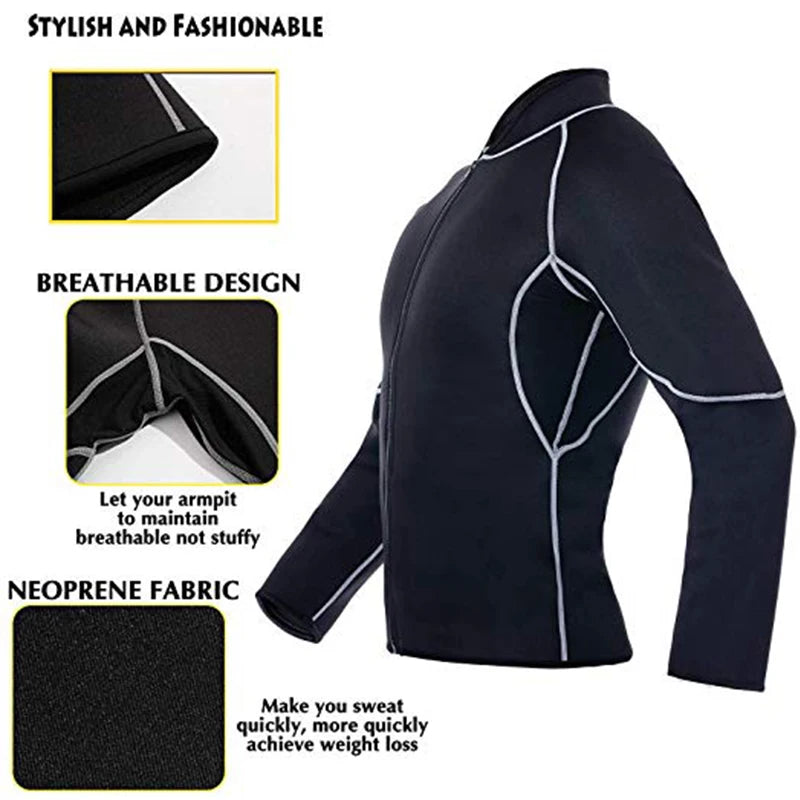 Mens Shaper Sauna Suit Neoprene Sweat Jacket, Weight Loss L Sleeve Waist Trainer