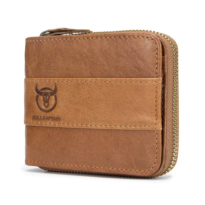 BULLCAPTAIN New Arrival Male RFID Leather Wallet Men Wallet Cowhide Coin Purse Slim Designer Brand Wallet Billetera Para Hombres