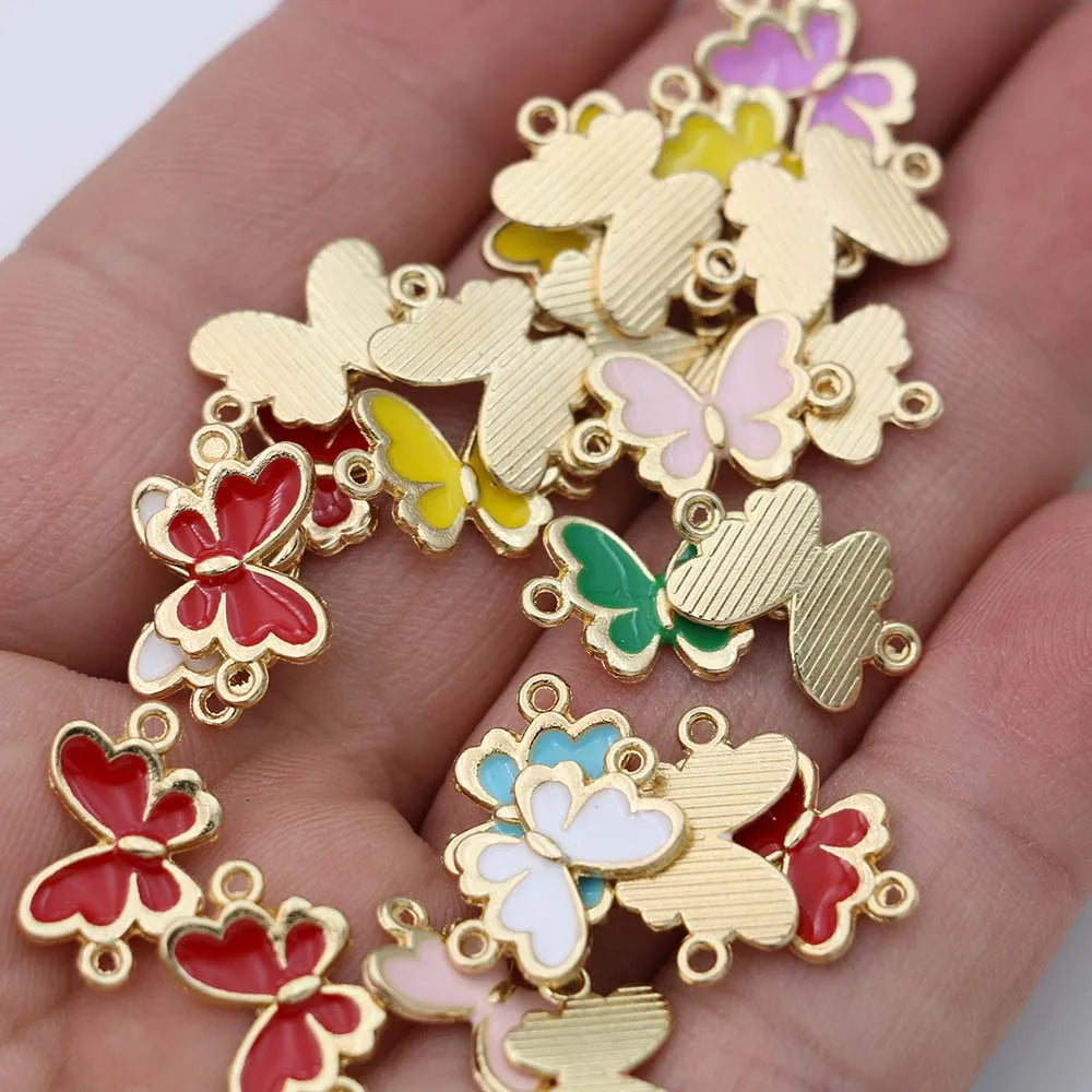 20Pcs Gold Plated Enamel Butterfly Charms Pendants for Necklace Jewelry Making Bracelet DIY Handmade Craft