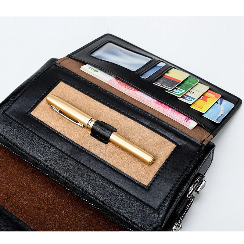 JEEP BULUO Famous Brand Men's Handbags Luxury Bags Phone and Pen Leather Wallets