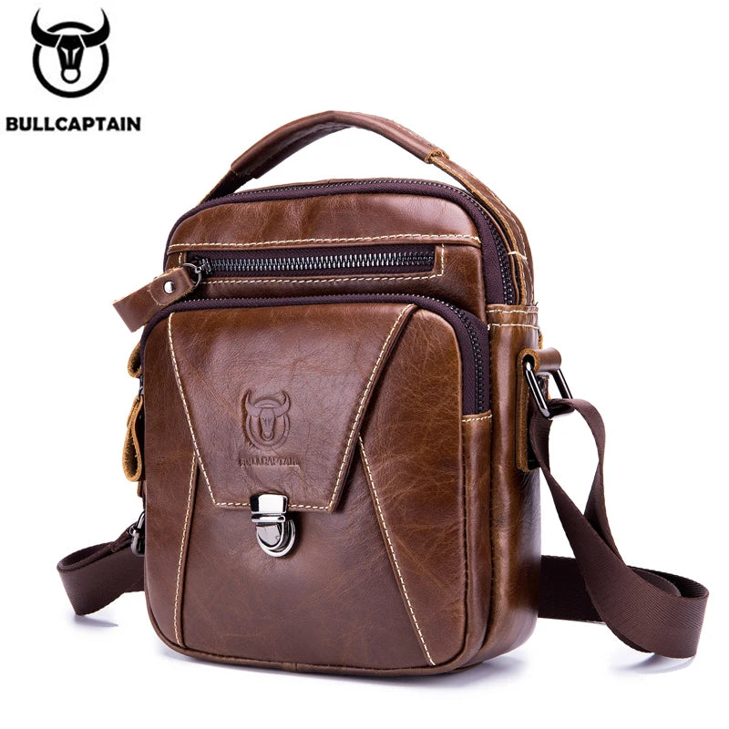 BULLCAPTAIN Men's Shoulder Diagonal Shoulder Layer Leather Business Casual New Personality Small Bag
