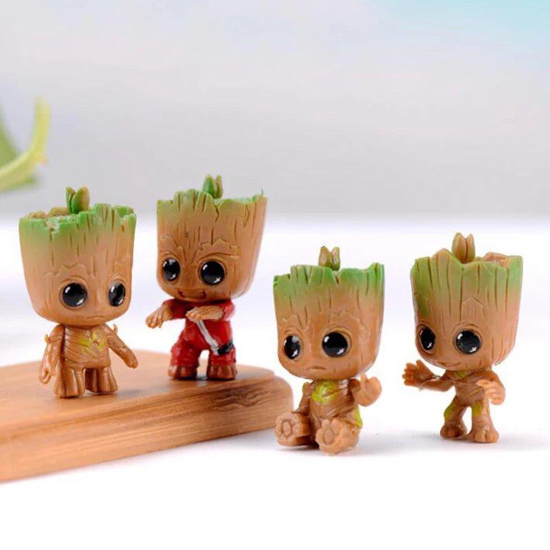 4pcs/set Marvel Guardians of The Galaxy Avengers Tiny Groots Cute Baby Tree Man