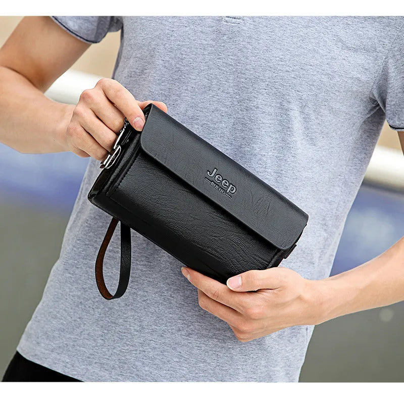 JEEP BULUO Famous Brand Men's Handbags Luxury Bags Phone and Pen Leather Wallets