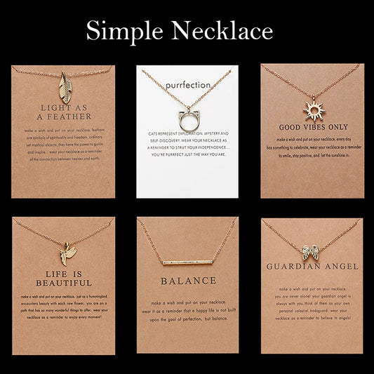 New Fashion Geometry Round Necklace Sun Leaf Cat ear Pendant Gold Color Chain Charm Necklace for Women Party Jewelry Accessories