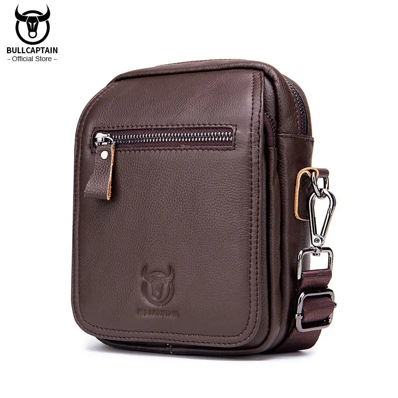 BULLCAPTAIN Men's Messenger Bag Leather Bag Vertical Handbag Shoulder Business Casual Retro Vertical Student Mini Cashier