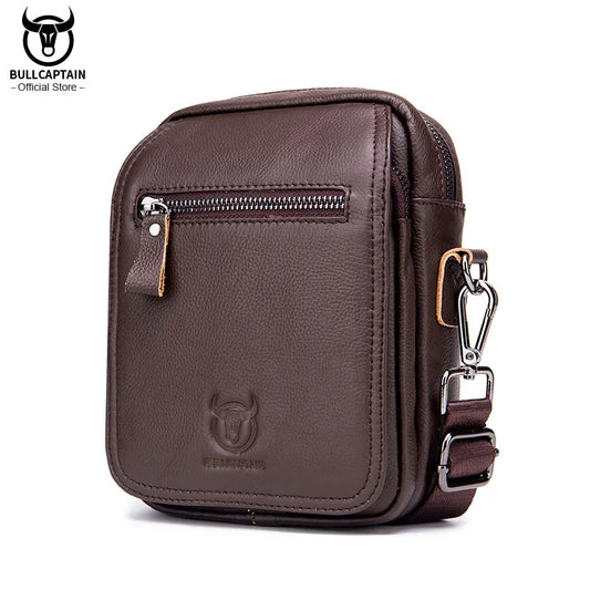BULLCAPTAIN Men's Messenger Bag Leather Bag Vertical Handbag Shoulder Business Casual Retro Vertical Student Mini Cashier