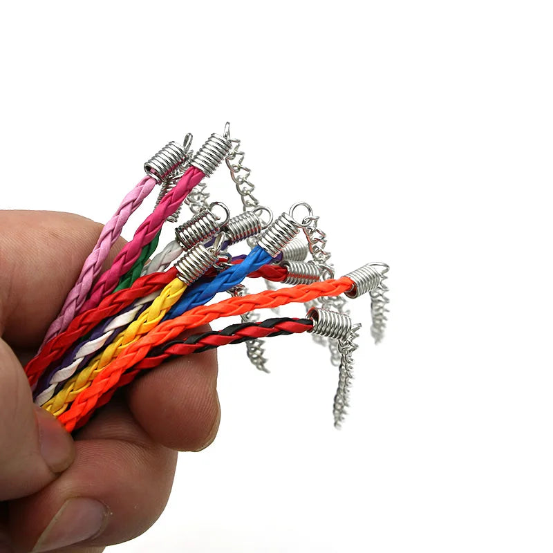 10Pcs Mix Color Leather Cord Bracelet Lobster Claps European Jewelry Making DIY Handmade Adjustable