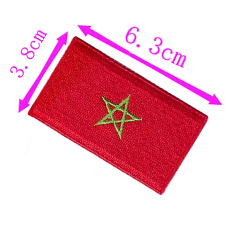 Morocco Flag Embroidery Patch 6.3cm Wide Iron On Sew On Backing