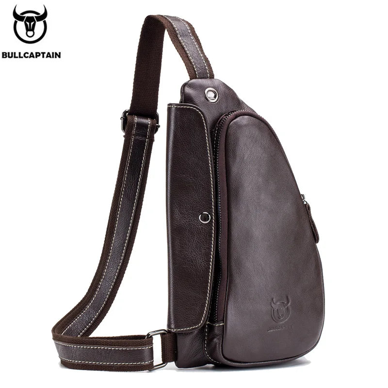 BULLCAPTAIN Men's Casual Messenger Bag Men's Headphones Chest Bags Messenger Bag's Leather Chest Bag For Men 2020new Chest Bags