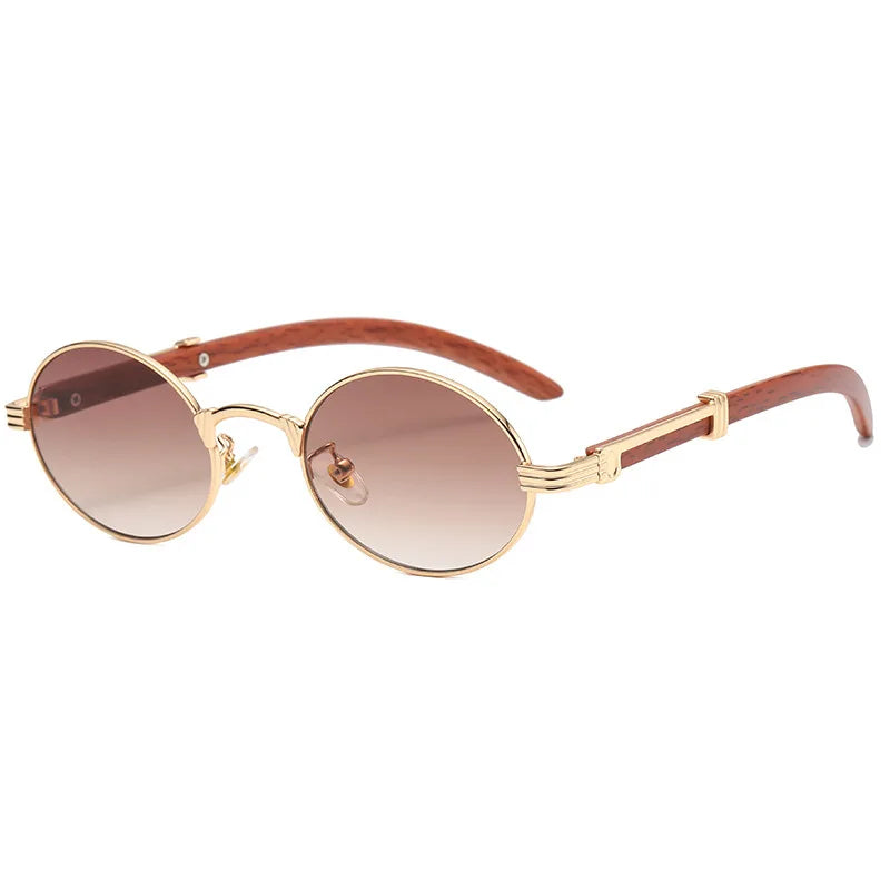 CATERSIDE 2022 Luxury Brand Designer Glasses Man Retro Classic Round Oval Sunglasses Men Fashion Popular Travel Wooden Shades