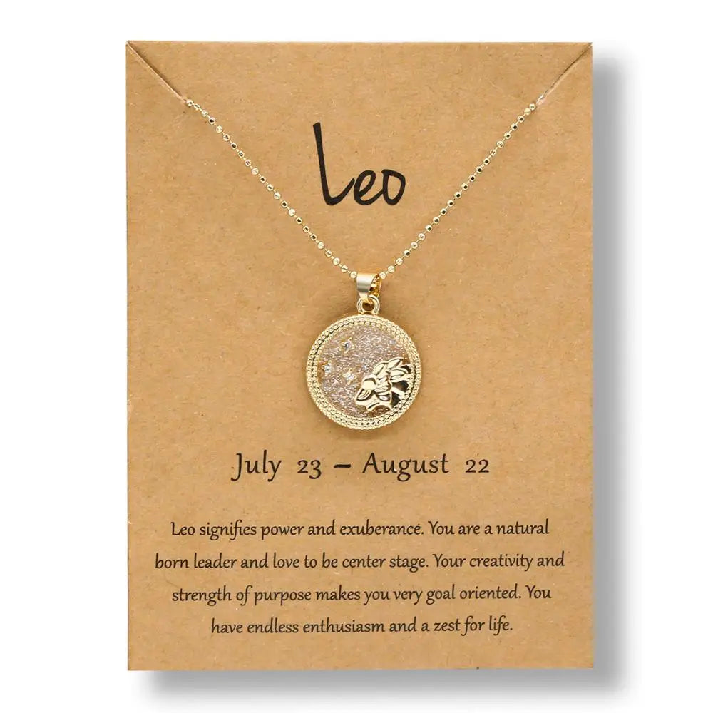 Fashion Star Zodiac Sign 12 Constellation Necklace Pendant Aries Leo Chain Choker Necklaces for Women Birthday Jewelry Gifts