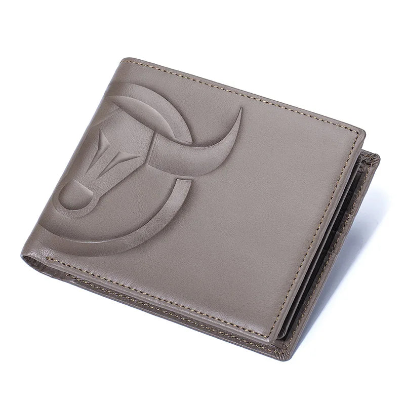 BULLCAPTAIN Fashion Big Logo Man Wallet High Quality RFID Wallet Coin Purse Compact Mini Card Holder Genuine Leather