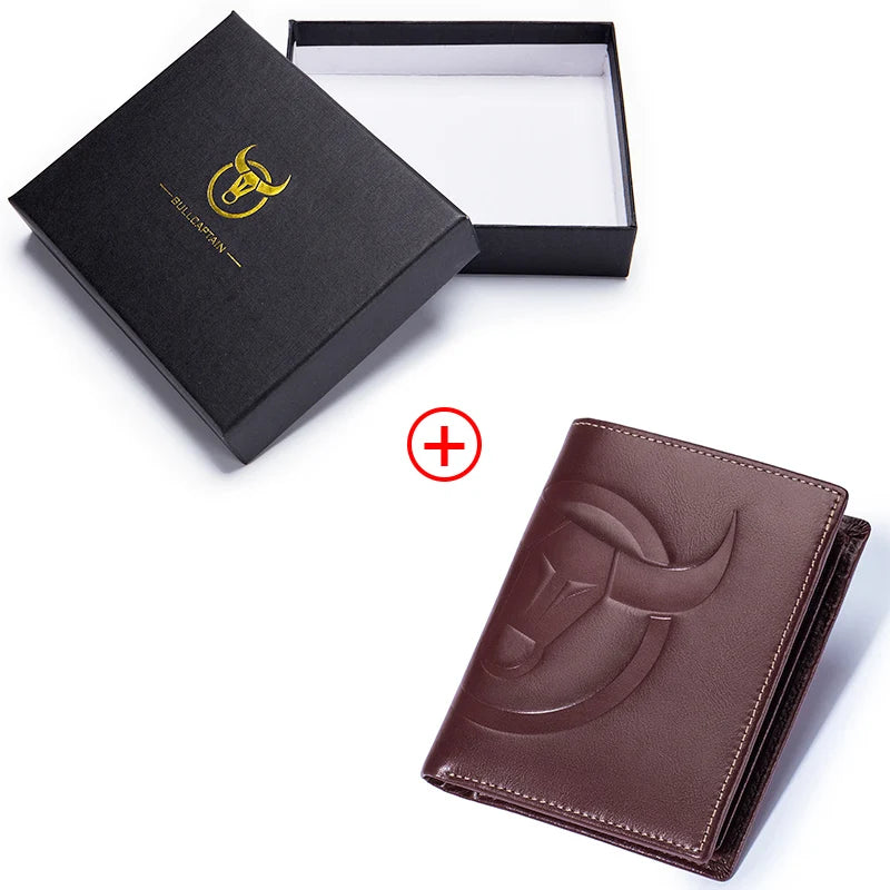 BULLCAPTAIN Fashion Big Logo Man Wallet High Quality RFID Wallet Coin Purse Compact Mini Card Holder Genuine Leather
