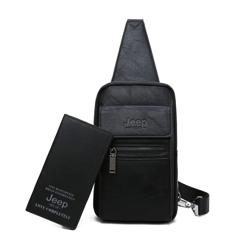 JEEP BULUO Brand Fashion Sling Quality Men Bags Leather Shoulder Crossbody Bags