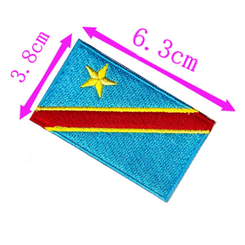 Democratic Republic Of Congo Country Flag Embroidery Patch 6.3cm Wide Iron On Sew On Backing
