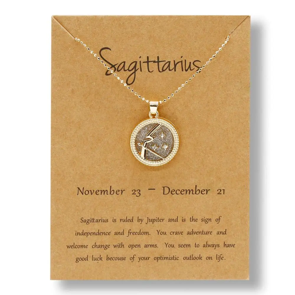 Fashion Star Zodiac Sign 12 Constellation Necklace Pendant Aries Leo Chain Choker Necklaces for Women Birthday Jewelry Gifts