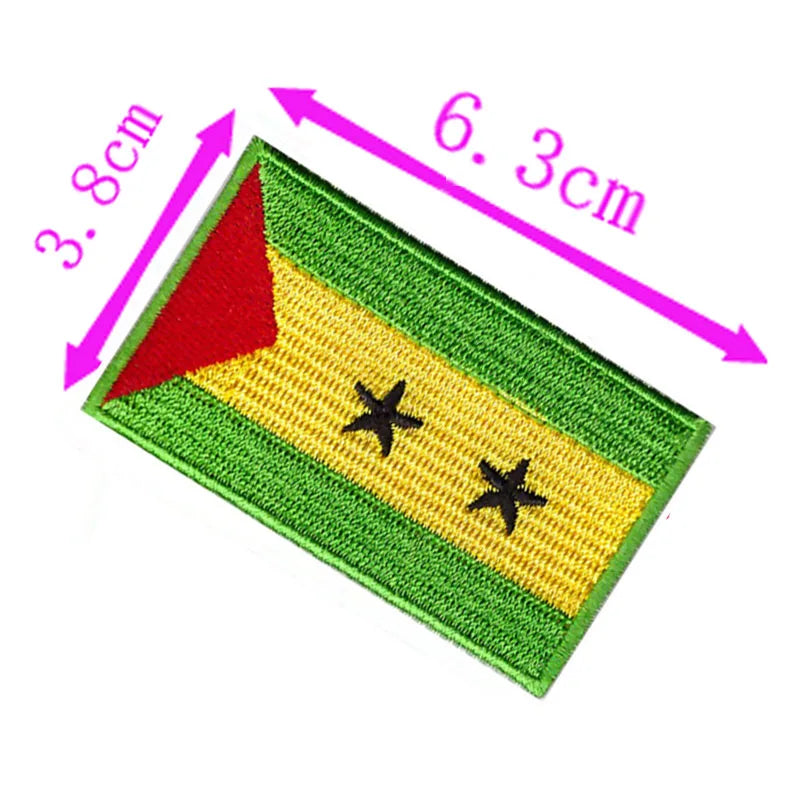 Sao Tome and Principe Country Flag Embroidery Patch 6.3cm Wide Iron On DIY Patch