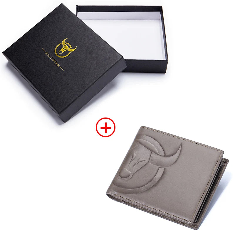 BULLCAPTAIN Fashion Big Logo Man Wallet High Quality RFID Wallet Coin Purse Compact Mini Card Holder Genuine Leather