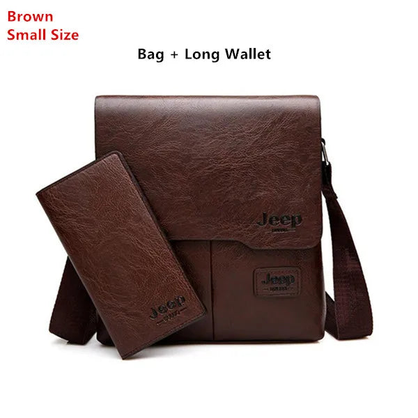 JEEP BULUO Man's Bag 2PC/Set Men Leather Messenger Shoulder Bags Business Crossbody Casual Bags Famous Brand Male Drop Shipping
