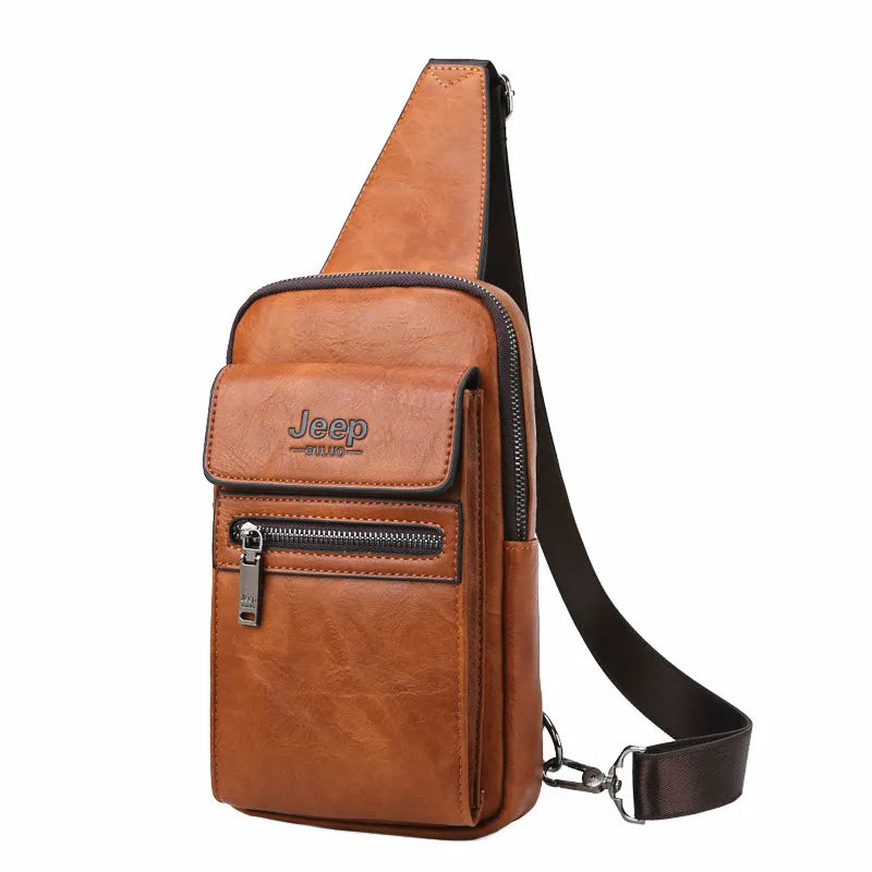 JEEP BULUO Brand Fashion Sling Quality Men Bags Leather Shoulder Crossbody Bags