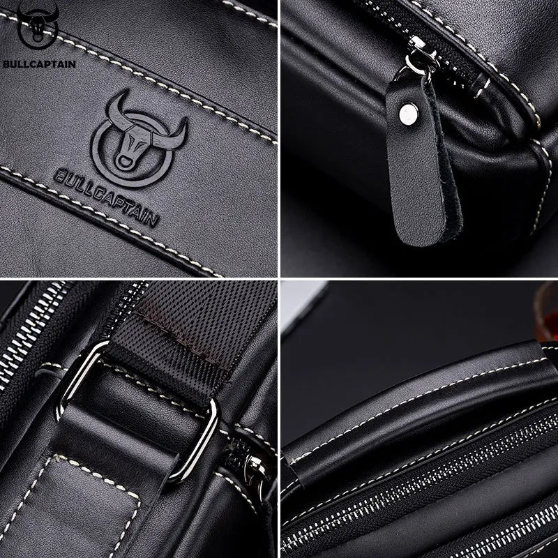 BULLCAPTAIN 2025Brand Leather Retro Zipper Messenger Bag Men's Shoulder Bag Fashion Handsome Handbag Casual Men's Messenger Bag