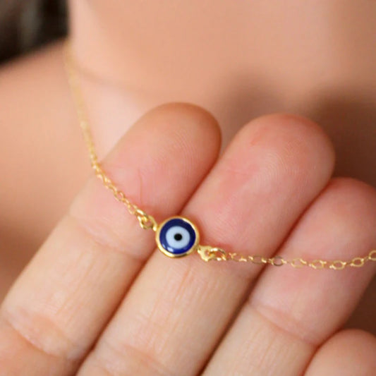 Turkish Lucky Evil Eye Pendant Necklace Women Simple Fashion Gold Color Dainty Thin Chain Choker Female Minimalist Jewelry Gifts