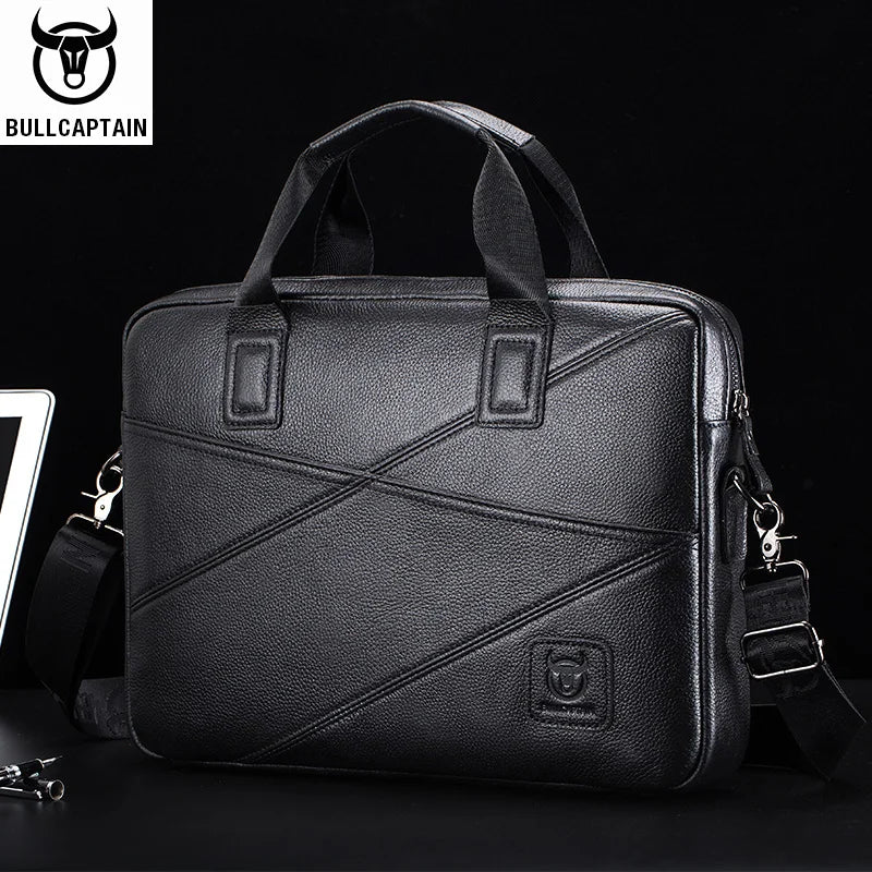 BULLCAPTAIN 2020 Men's Briefcase Business Handbag Can Be Used For 15 Inch Laptop Casual Shoulder Messenger Bags Leather Bag Men