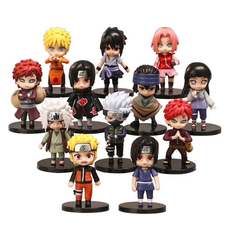 12pc/set Anime Naruto Shippuden Hinata Sasuke Itachi Kakashi Gaara Action Figure