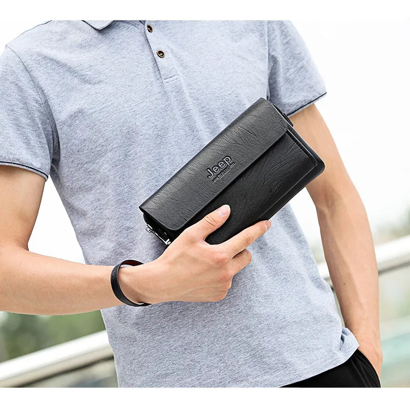 JEEP BULUO Famous Brand Men's Handbags Luxury Bags Phone and Pen Leather Wallets