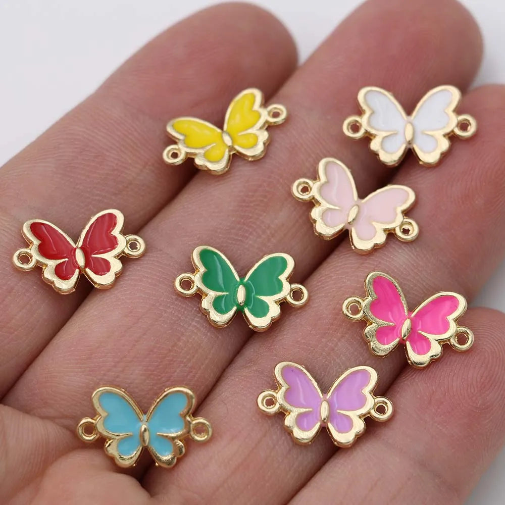 20Pcs Gold Plated Enamel Butterfly Charms Pendants for Necklace Jewelry Making Bracelet DIY Handmade Craft