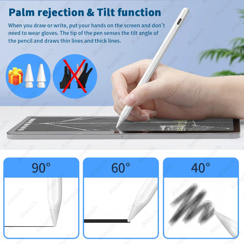 Stylus Pen for iPad with Palm Rejection Tilt, for Apple Pencil 1 & 2, 2018-2023