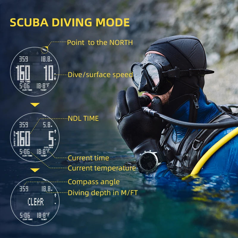 NORTH EDGE Men's Smart Watch Professional Scuba Diving Barometer Computer Watch