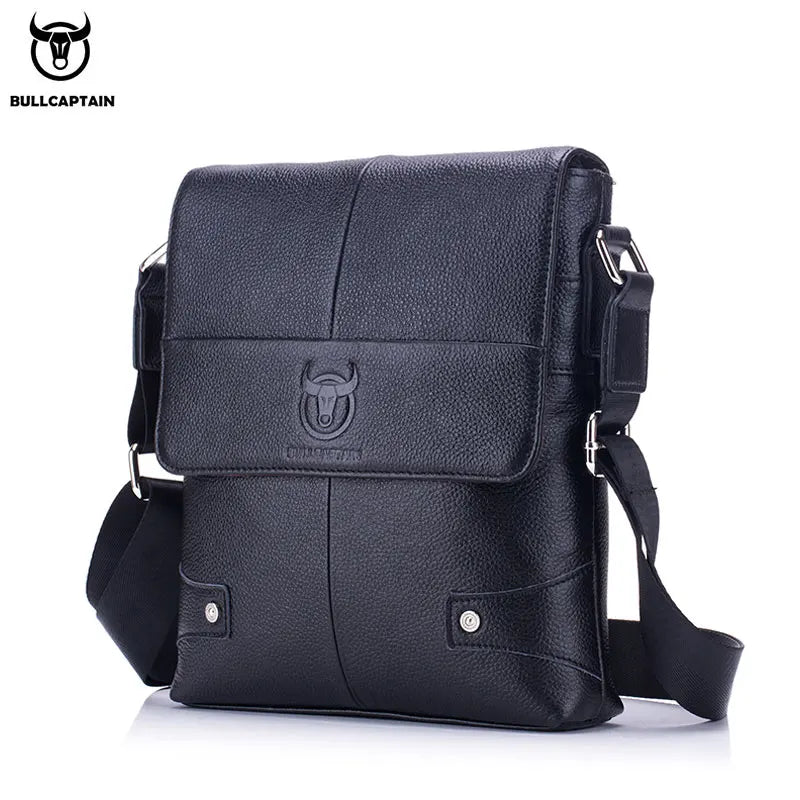 BULLCAPTAIN Men's Bag Leather Messenger Shoulder Bag Leather Messenger Handbag Men's Fashion Business Bag