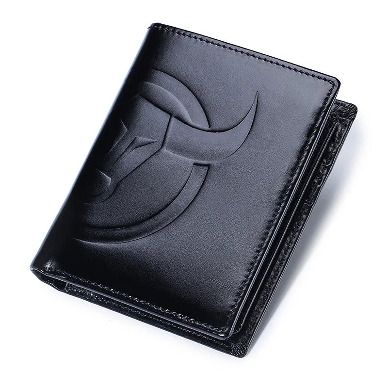 BULLCAPTAIN Fashion Big Logo Man Wallet High Quality RFID Wallet Coin Purse Compact Mini Card Holder Genuine Leather