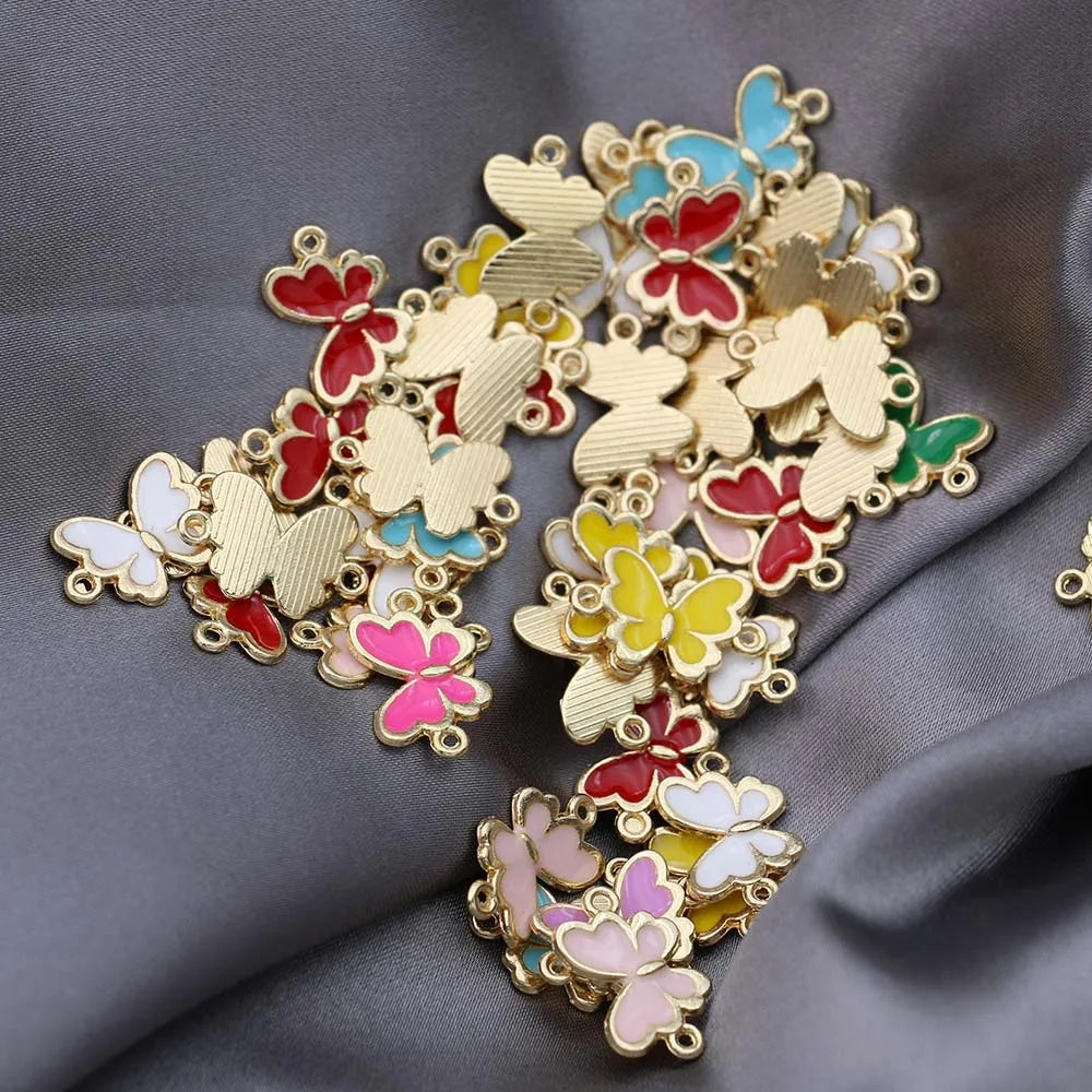 20Pcs Gold Plated Enamel Butterfly Charms Pendants for Necklace Jewelry Making Bracelet DIY Handmade Craft