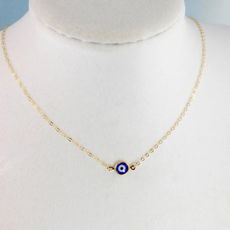 Turkish Lucky Evil Eye Pendant Necklace Women Simple Fashion Gold Color Dainty Thin Chain Choker Female Minimalist Jewelry Gifts