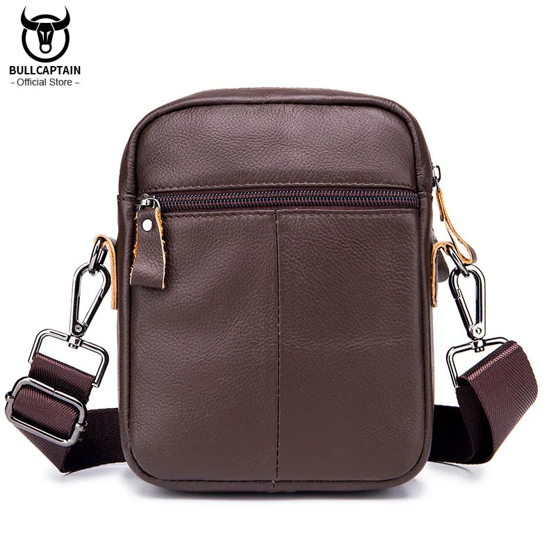 BULLCAPTAIN Men's Messenger Bag Leather Bag Vertical Handbag Shoulder Business Casual Retro Vertical Student Mini Cashier