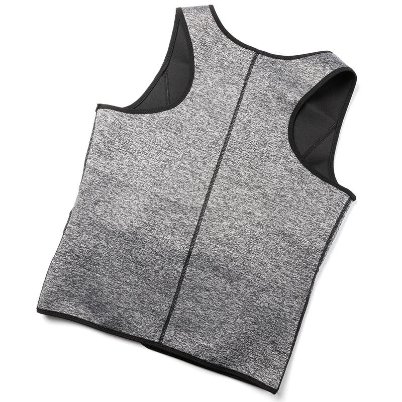 1PC Gray Men's Waist Sauna Vest Body Shaper Compression Tank Fat Burner Shirt