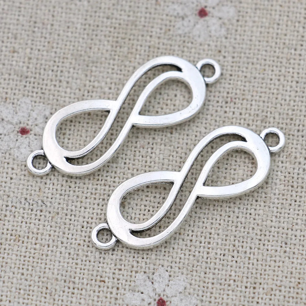 10ps Antique Silver Plated Infinity Charm Connectors for Jewelry Making Bracelet Findings Accessories DIY Craft 34X11mm