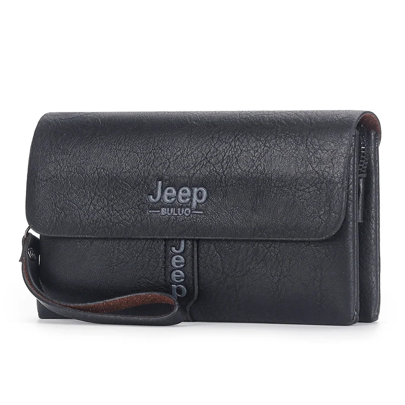 JEEP BULUO Mens Wallet Clutch Bag PU Leather Fashion Business Coin Purse