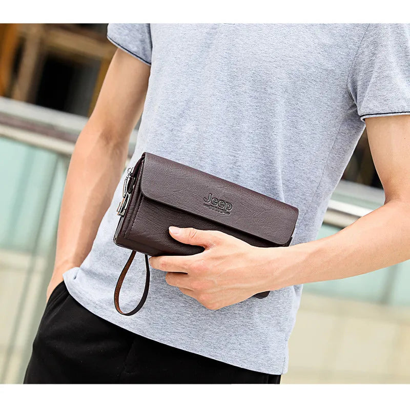 JEEP BULUO Famous Brand Men's Handbags Luxury Bags Phone and Pen Leather Wallets
