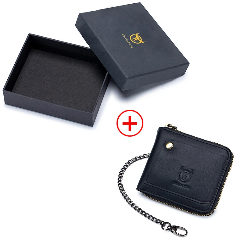 Bullcaptain Cowhide Genuine Leather Men Wallet Coin Purse Small Mini Card Holder Vintage PORTFOLIO Portomonee Male Walet Pocket