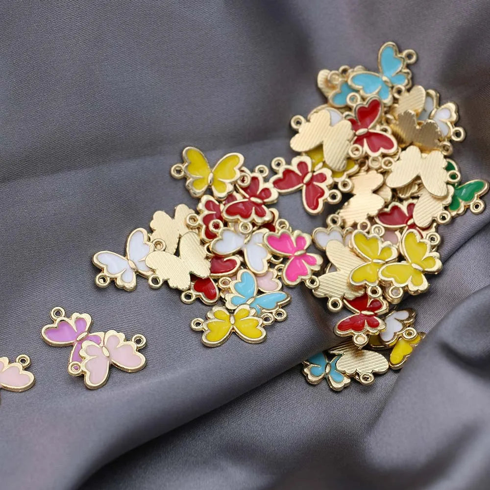 20Pcs Gold Plated Enamel Butterfly Charms Pendants for Necklace Jewelry Making Bracelet DIY Handmade Craft