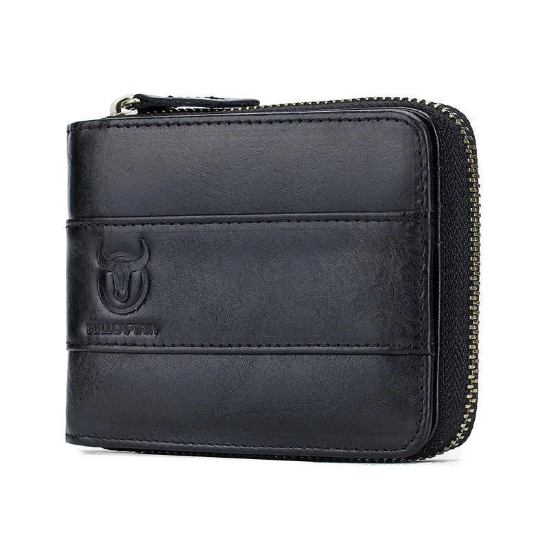 BULLCAPTAIN New Arrival Male RFID Leather Wallet Men Wallet Cowhide Coin Purse Slim Designer Brand Wallet Billetera Para Hombres